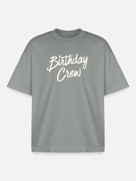 Birthday Crew - Boxy Heavyweight Unisex Organic T-Shirt by Stanley/Stella - misty grey