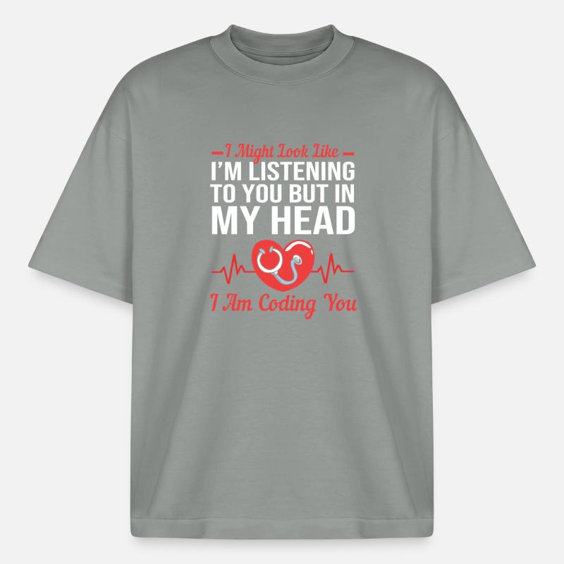 Medical Programmer Medical Coder - Boxy Heavyweight Unisex Organic T-Shirt by Stanley/Stella - misty grey