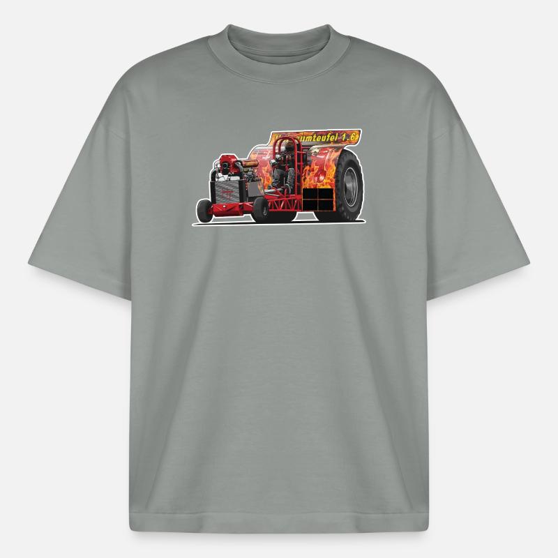 Tractor Pulling // Illustration - Boxy Heavyweight Unisex Organic T-Shirt von Stanley/Stella - Nebelgrau