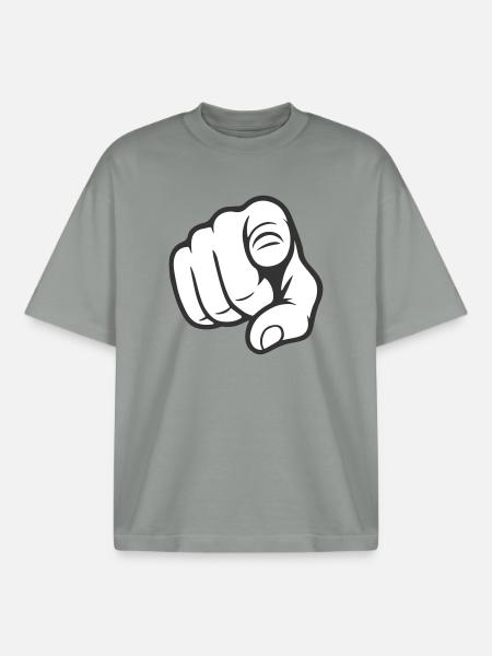 Pointing Finger You Gesture Sticker Design - Boxy Heavyweight Unisex Organic T-Shirt by Stanley/Stella - misty grey