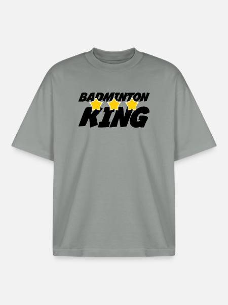 The King of Badminton - Boxy Heavyweight Unisex Organic T-Shirt by Stanley/Stella - misty grey