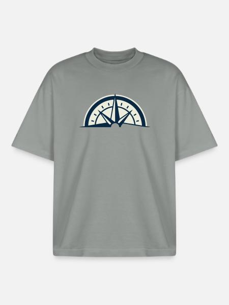 Bergretter Kompass Wappen - Boxy Heavyweight Unisex Organic T-Shirt von Stanley/Stella - Nebelgrau