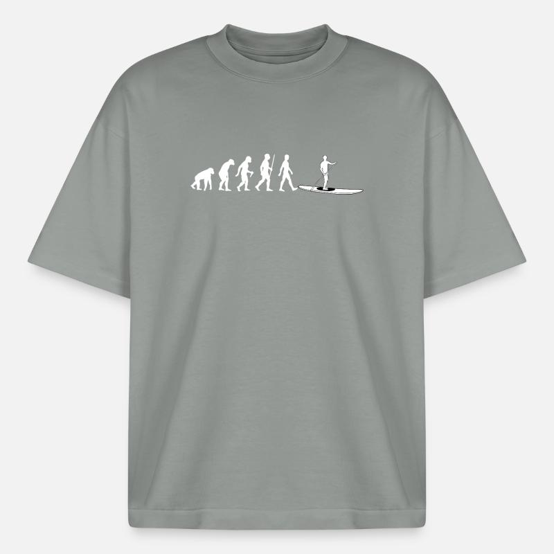 Evolution to Stand-Up Paddleboard - Boxy Heavyweight Unisex Organic T-Shirt by Stanley/Stella - misty grey