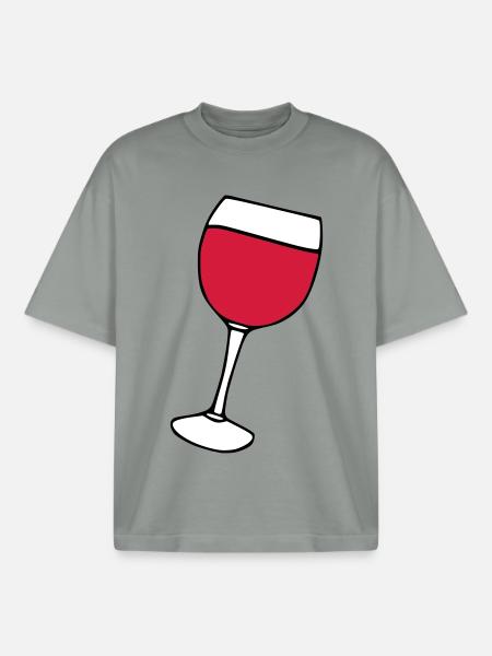 Rotwein im Glas - Boxy Heavyweight Unisex Organic T-Shirt von Stanley/Stella - Nebelgrau