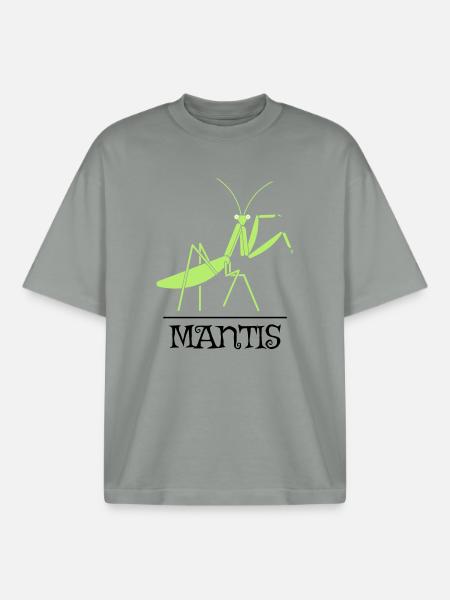 Gottesanbeterin – Illustration für Naturfreunde - Boxy Heavyweight Unisex Organic T-Shirt von Stanley/Stella - Nebelgrau