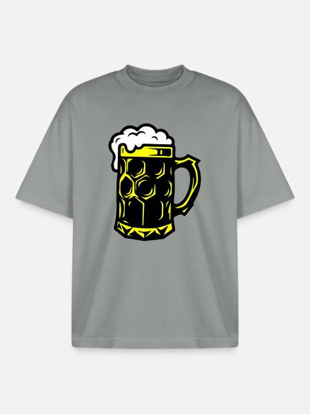 Beer Mug Symbol Booze - Boxy Heavyweight Unisex Organic T-Shirt by Stanley/Stella - misty grey