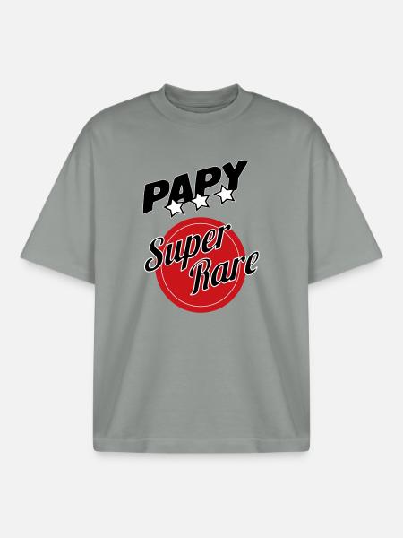 Papy super rare - T-shirt unisexe boxy épais biologique Stanley/Stella - gris brumeux