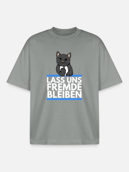 Hater Katze - Lass uns Fremde bleiben - Boxy Heavyweight Unisex Organic T-Shirt von Stanley/Stella - Nebelgrau