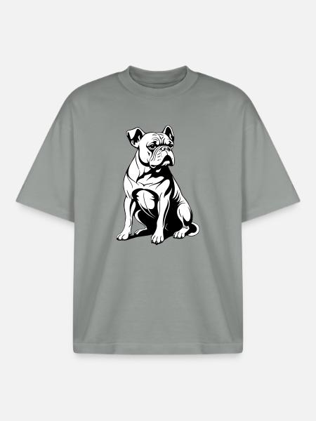 Bouledogue - T-shirt unisexe boxy épais biologique Stanley/Stella - gris brumeux