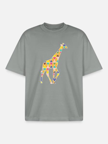 grafische Giraffe - Boxy Heavyweight Unisex Organic T-Shirt von Stanley/Stella - Nebelgrau