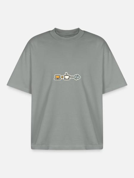 Udvikler Café Code Minimalist Design - Stanley/Stella unisex boxy heavyweight T-shirt økologisk - tågegrå