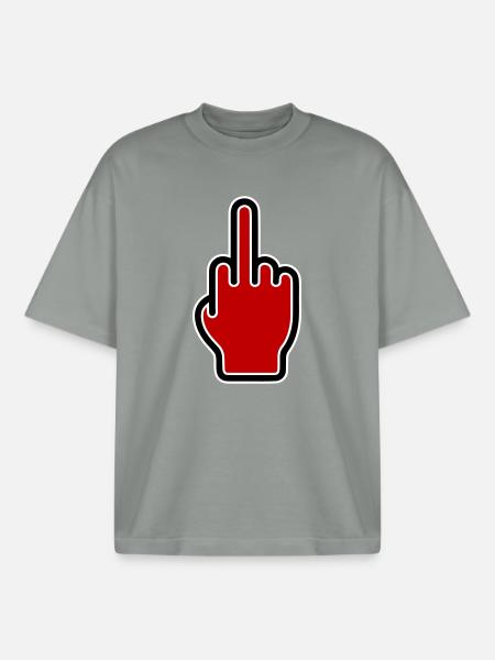 Middle finger icon - Boxy Heavyweight Unisex Organic T-Shirt by Stanley/Stella - misty grey