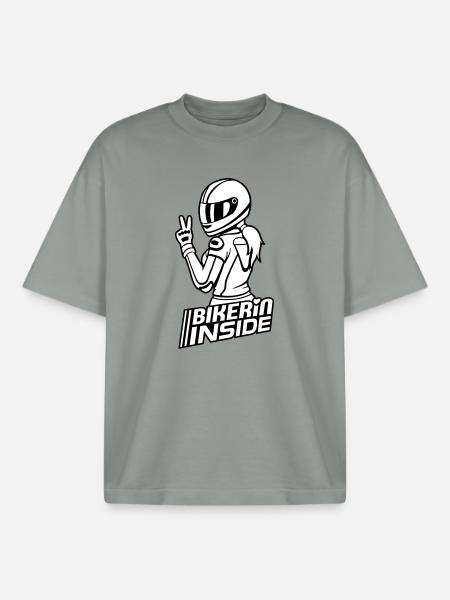 Bikerin inside (Farben änderbar) - Boxy Heavyweight Unisex Organic T-Shirt von Stanley/Stella - Nebelgrau