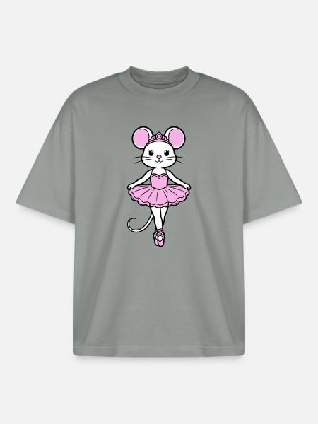 ballerina mouse - Boxy Heavyweight Unisex Organic T-Shirt by Stanley/Stella - misty grey