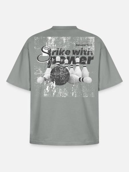 Power Strike Bowling Grunge - Boxy Heavyweight Unisex Organic T-Shirt by Stanley/Stella - misty grey