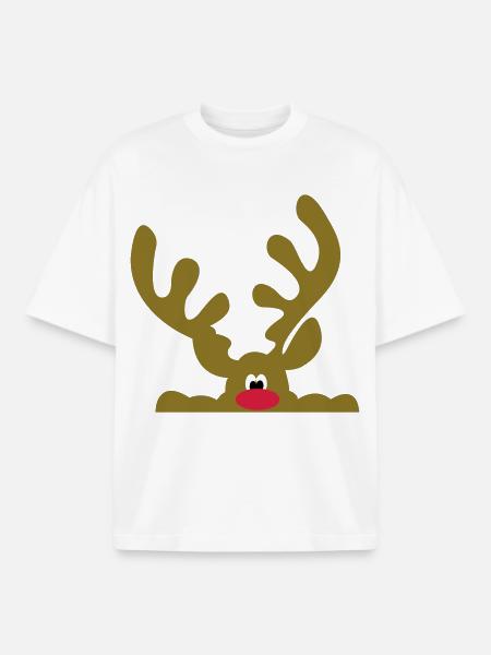 reindeer - Boxy Heavyweight Unisex Organic T-Shirt by Stanley/Stella - white