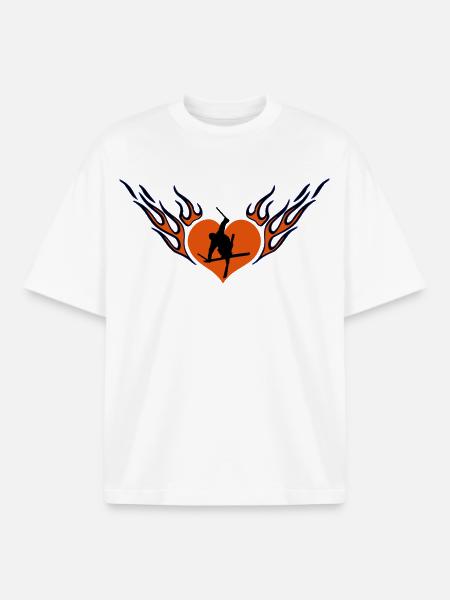 Ski freestyle love - Boxy Heavyweight Unisex Organic T-Shirt by Stanley/Stella - white