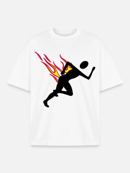Jogger with flames - Boxy Heavyweight Unisex Organic T-Shirt by Stanley/Stella - white