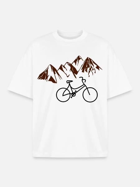 Old bike mountains - Boxy Heavyweight Unisex Organic T-Shirt by Stanley/Stella - white