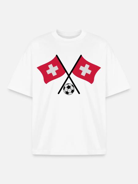 Swiss Soccer flag - Boxy Heavyweight Unisex Organic T-Shirt by Stanley/Stella - white