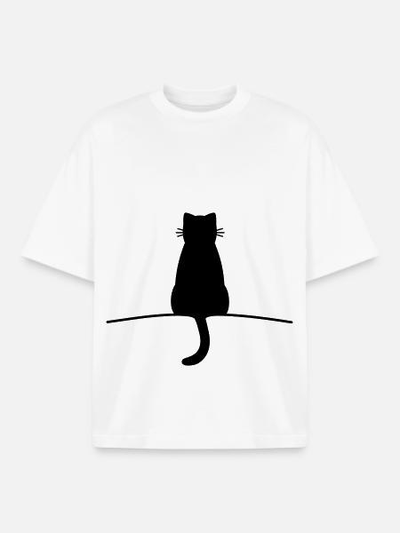 Chat chat minimal - T-shirt unisexe boxy épais biologique Stanley/Stella - blanc
