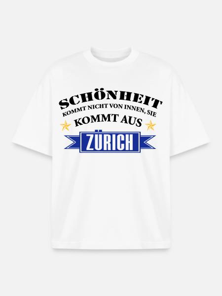 Beauté de Zurich - T-shirt unisexe boxy épais biologique Stanley/Stella - blanc