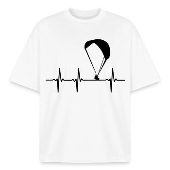 Paraglider ECG - Boxy Heavyweight Unisex Organic T-Shirt by Stanley/Stella - white - Front - AI Model Male 185 light (185cm) & AI Model Female 172 dark (172cm)