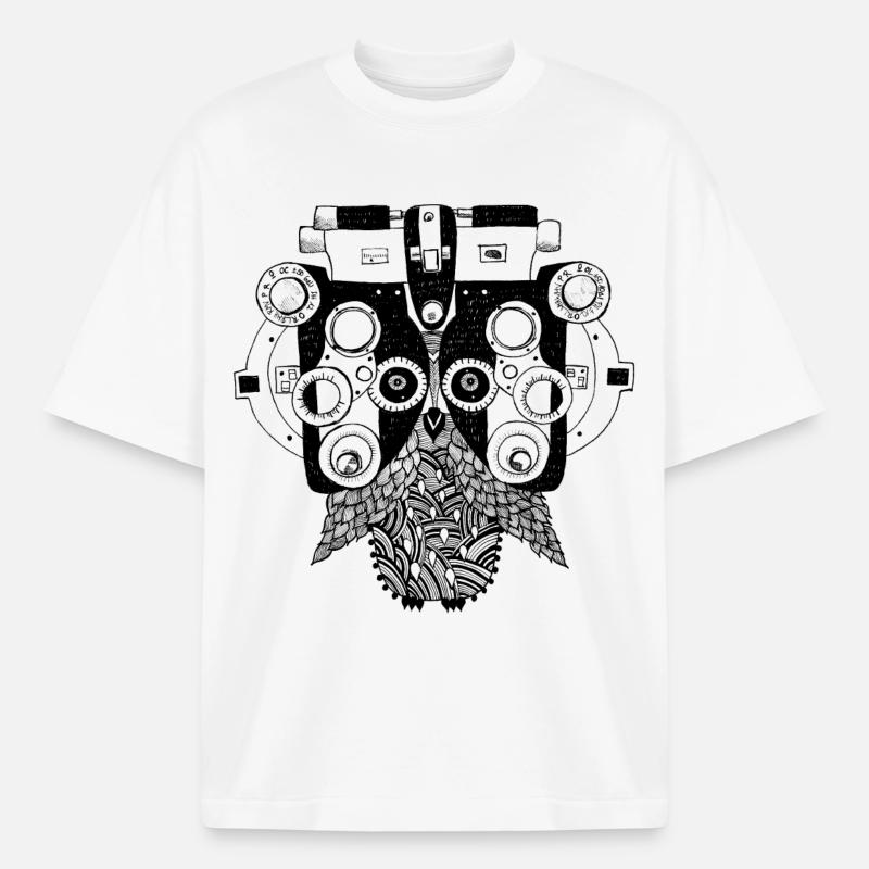 Phoropter Eule Augenoptik Optometrie - Boxy Heavyweight Unisex Organic T-Shirt von Stanley/Stella - Weiß