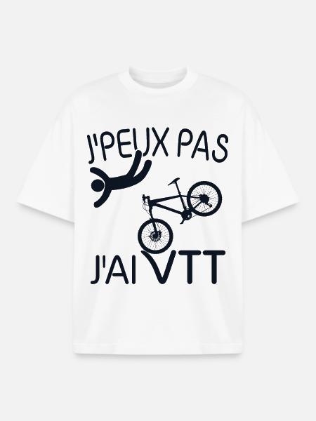 J'PEUX PAS , J'AI VTT - T-shirt unisexe boxy épais biologique Stanley/Stella - blanc