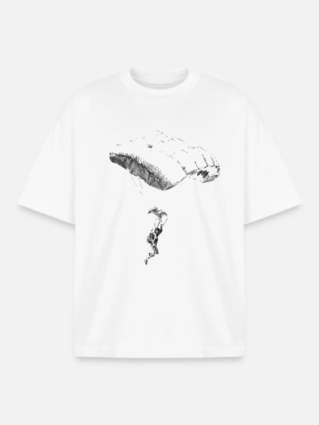 parachuting - Boxy Heavyweight Unisex Organic T-Shirt by Stanley/Stella - white