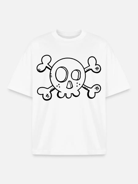 Funny Skull - Skull - Skull - Pirate - Boxy Heavyweight Unisex Organic T-Shirt by Stanley/Stella - white