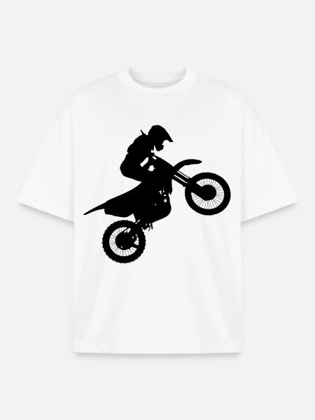 Motocross rider image # - Boxy Heavyweight Unisex Organic T-Shirt by Stanley/Stella - white