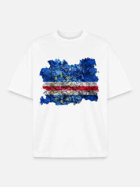 Cabo Verde Drapeau Vintage - T-shirt unisexe boxy épais biologique Stanley/Stella - blanc