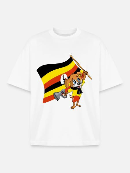 Ouganda Fan chien - T-shirt unisexe boxy épais biologique Stanley/Stella - blanc
