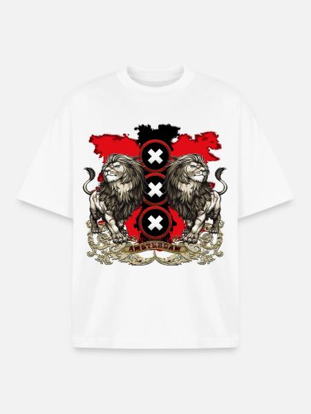 Amsterdam coat of arms 2018 white - Boxy Heavyweight Unisex Organic T-Shirt by Stanley/Stella - white