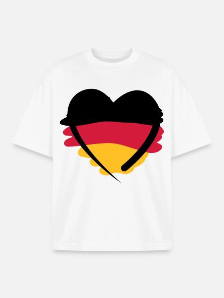 Deutschland Herz - Boxy Heavyweight Unisex Organic T-Shirt von Stanley/Stella - Weiß