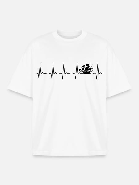 sailing ship - Boxy Heavyweight Unisex Organic T-Shirt by Stanley/Stella - white