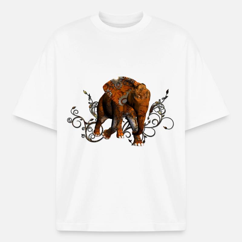 Superbe éléphant steampunk - T-shirt unisexe épais coupe boxy Stanley/Stella - blanc