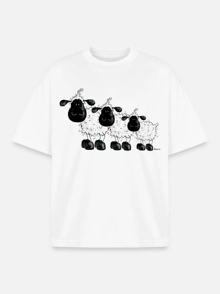 Mouton - Moutons - T-shirt unisexe boxy épais biologique Stanley/Stella - blanc