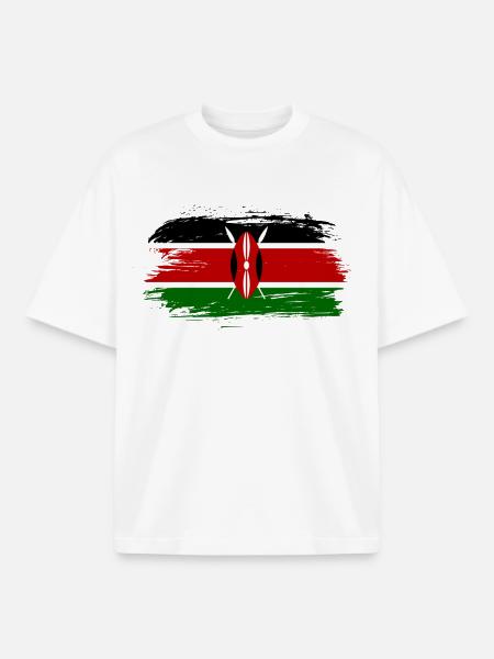 Kenya Flag / Gave Kenya Afrika Nairobi - Stanley/Stella unisex boxy heavyweight T-shirt økologisk - hvid