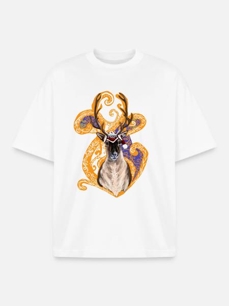 Christmas reindeer - Boxy Heavyweight Unisex Organic T-Shirt by Stanley/Stella - white