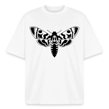 moth - Boxy Heavyweight Unisex Organic T-Shirt by Stanley/Stella - white - Front - AI Model Male 185 light (185cm) & AI Model Female 172 dark (172cm)