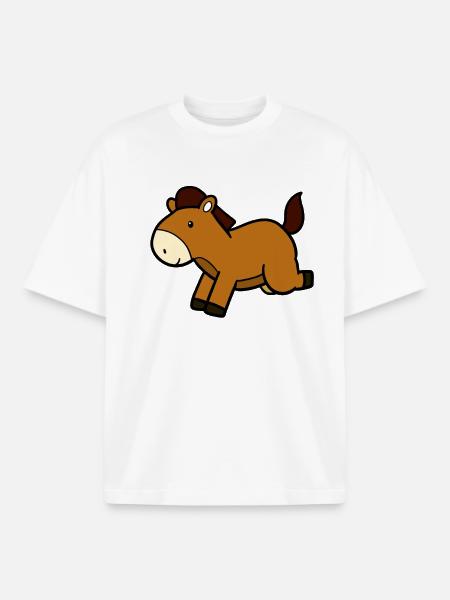 Cheval sautant - T-shirt unisexe boxy épais biologique Stanley/Stella - blanc