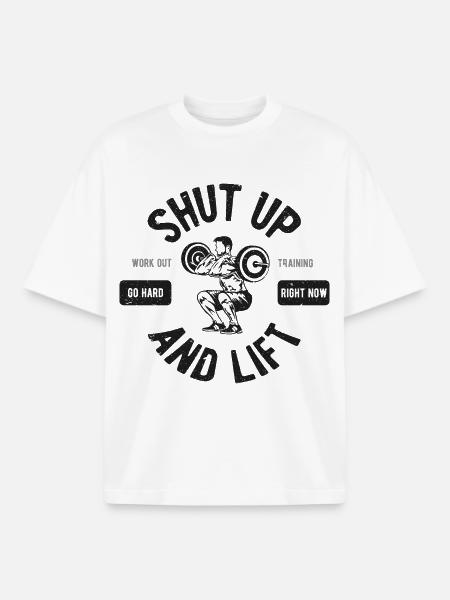 Shut Up And Lift - Boxy Heavyweight Unisex Organic T-Shirt von Stanley/Stella - Weiß