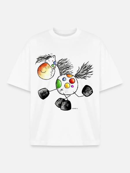 Kunterbuntes Pferd - Pony - Pferde - Boxy Heavyweight Unisex Organic T-Shirt von Stanley/Stella - Weiß