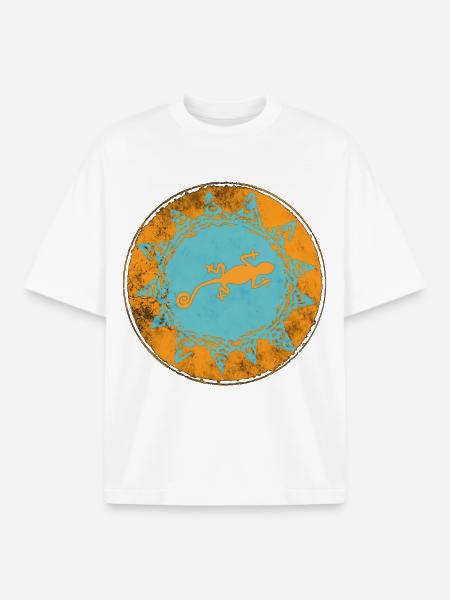Tribal style aesthetic gecko symbol - Boxy Heavyweight Unisex Organic T-Shirt by Stanley/Stella - white
