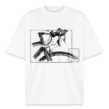 Rennrad - Boxy Heavyweight Unisex Organic T-Shirt von Stanley/Stella - Weiß - Vorne - AI Model Male 185 light (185cm) & AI Model Female 172 dark (172cm)