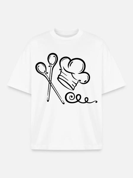 Chapeau de chef, cuillère - T-shirt unisexe boxy épais biologique Stanley/Stella - blanc