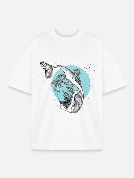 havfrue havfrue illustration pige vand lol - Stanley/Stella unisex boxy heavyweight T-shirt økologisk - hvid