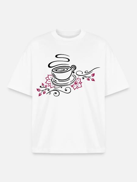 Tee, Teetasse, tea time, Kirschblüten - Boxy Heavyweight Unisex Organic T-Shirt von Stanley/Stella - Weiß